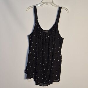 Lane Bryant 24 Sheer Flowy Feminine Black White Polka Dot Layered Tank Top